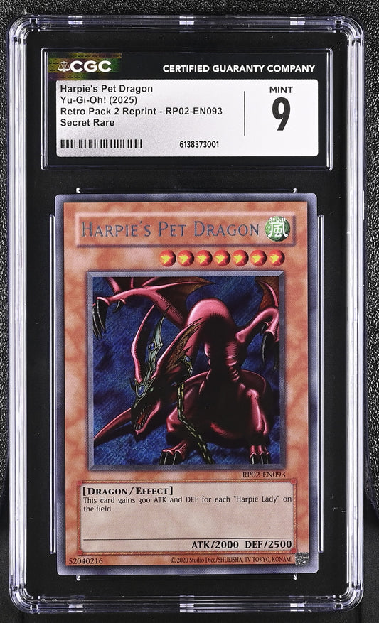 2025 Retro Pack 2 Reprint #RP02-EN093 Harpie's Pet Dragon CGC 9