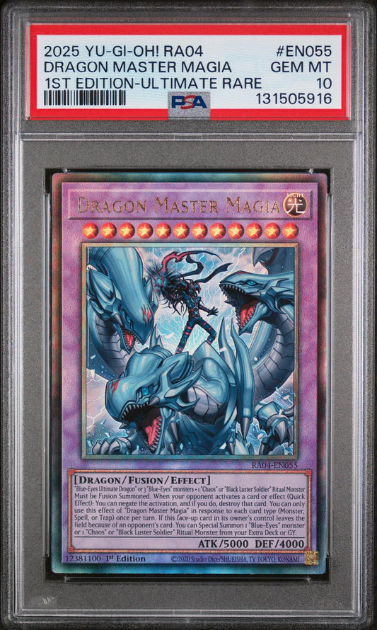2025 Yu-Gi-Oh! Ra04- EN055 Dragon Master Magia 1st Edition-Ultimate Rare PSA 10