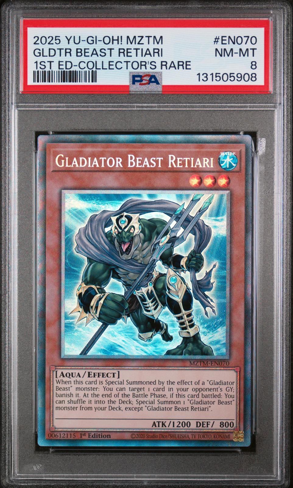 2025 Yu-Gi-Oh! Mztm-EN070 Gldtr Beast Retiari 1st Ed-Collector'S Rare PSA 8