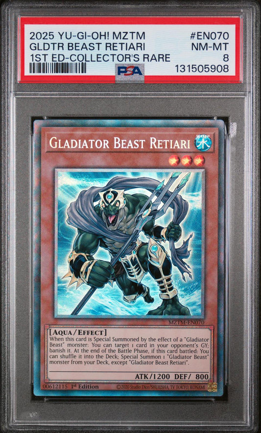 2025 Yu-Gi-Oh! Mztm-EN070 Gldtr Beast Retiari 1st Ed-Collector'S Rare PSA 8