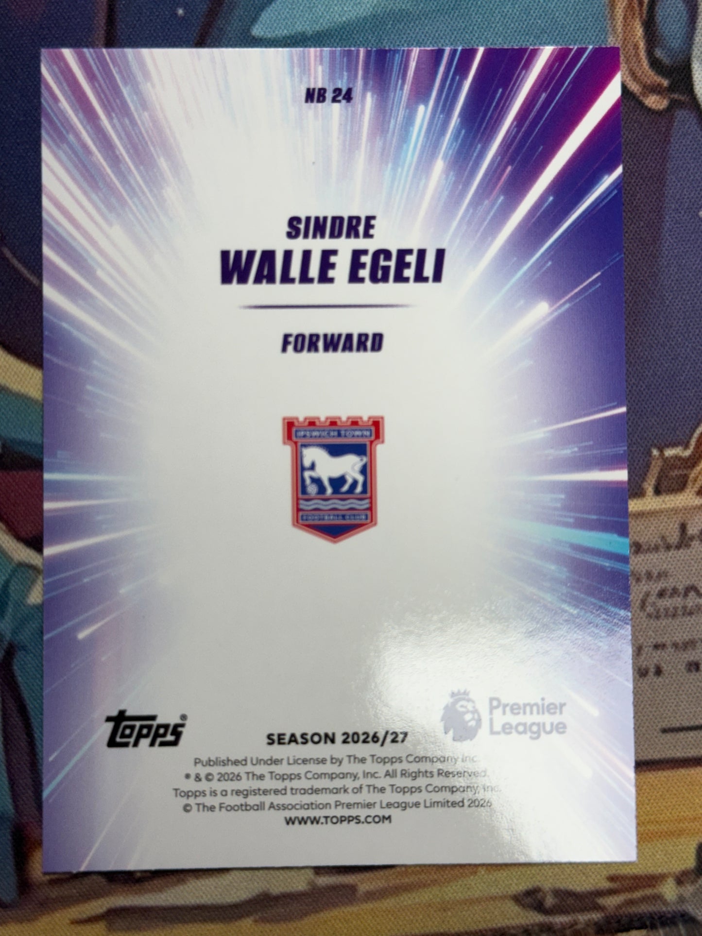 Sindre Walle Egeli Topps Premier League 2026/27 Nitro Boost NB 24 - back